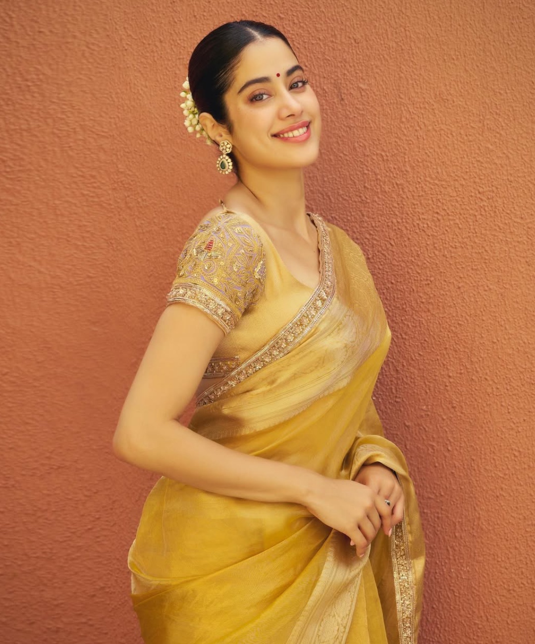 Golden Saree Look